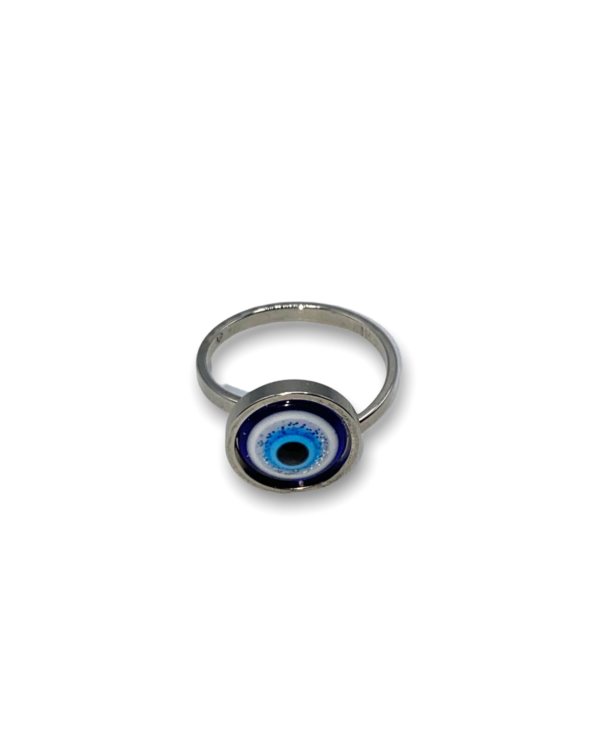 Slim Evil Eye Silver Stainless Steel Ring