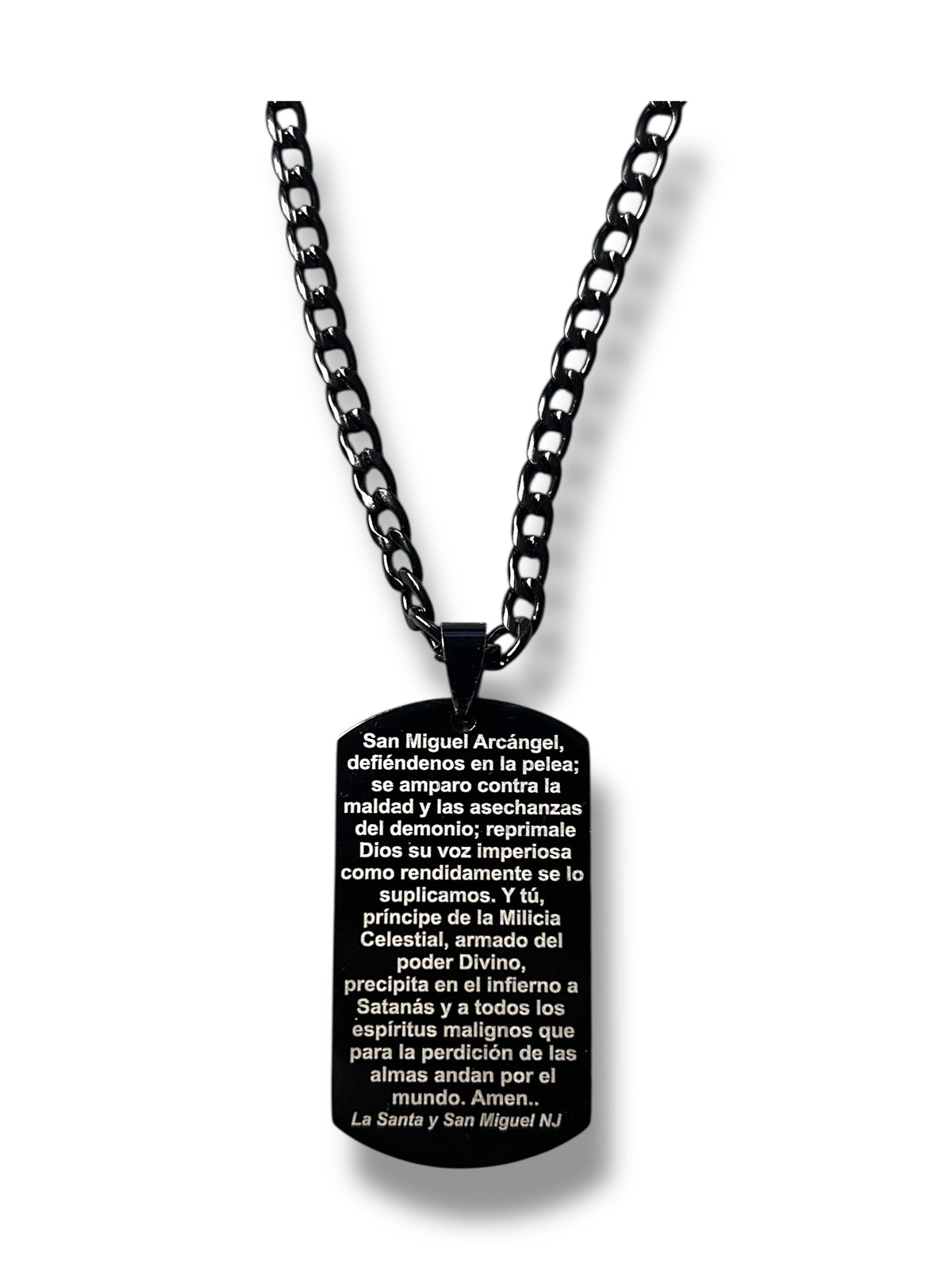 Saint Michael Black Metallic Necklace – Shield of Spiritual Strength