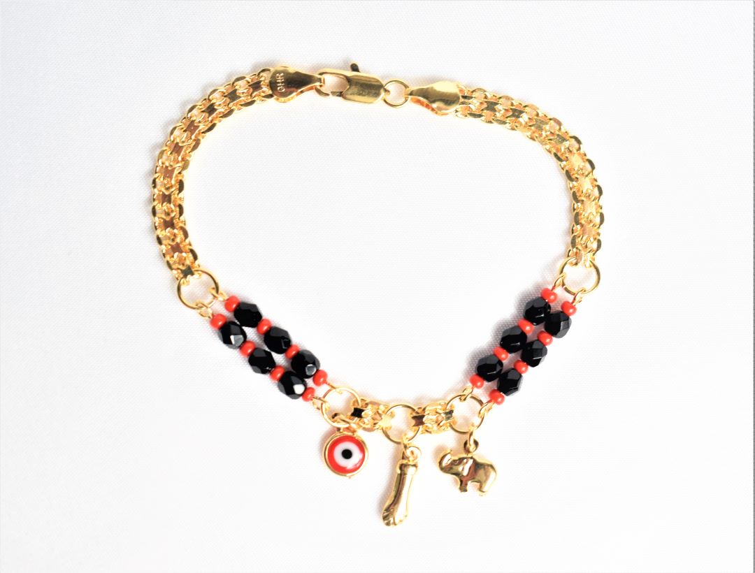 Evil Eye Elephant Azabache Gold Filled