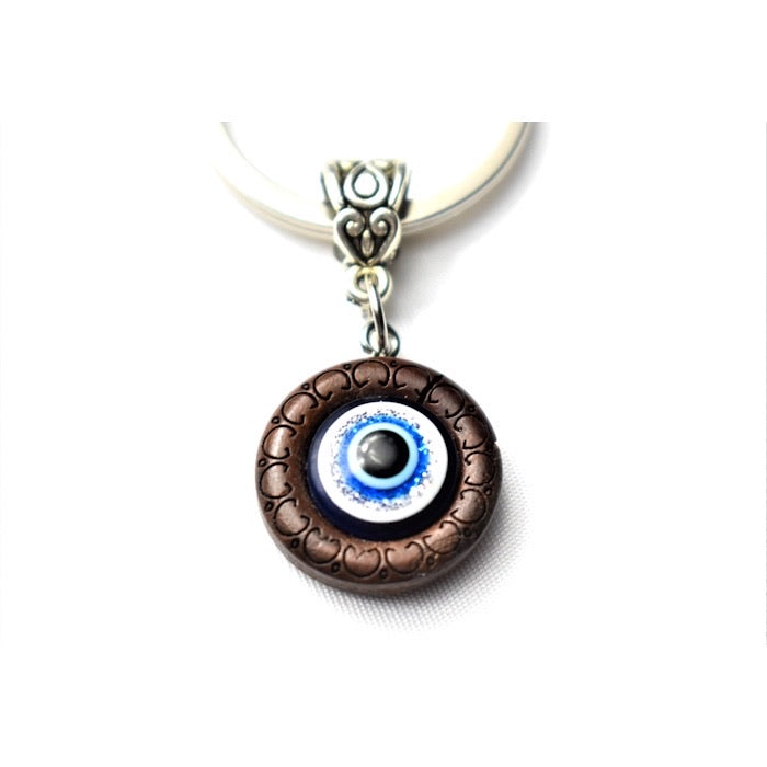 Mocha Evil Eye Keychain