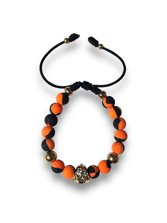 Gold Darth Vader Charm with Eyes Diamond Crystals and Orange and Black Bead
