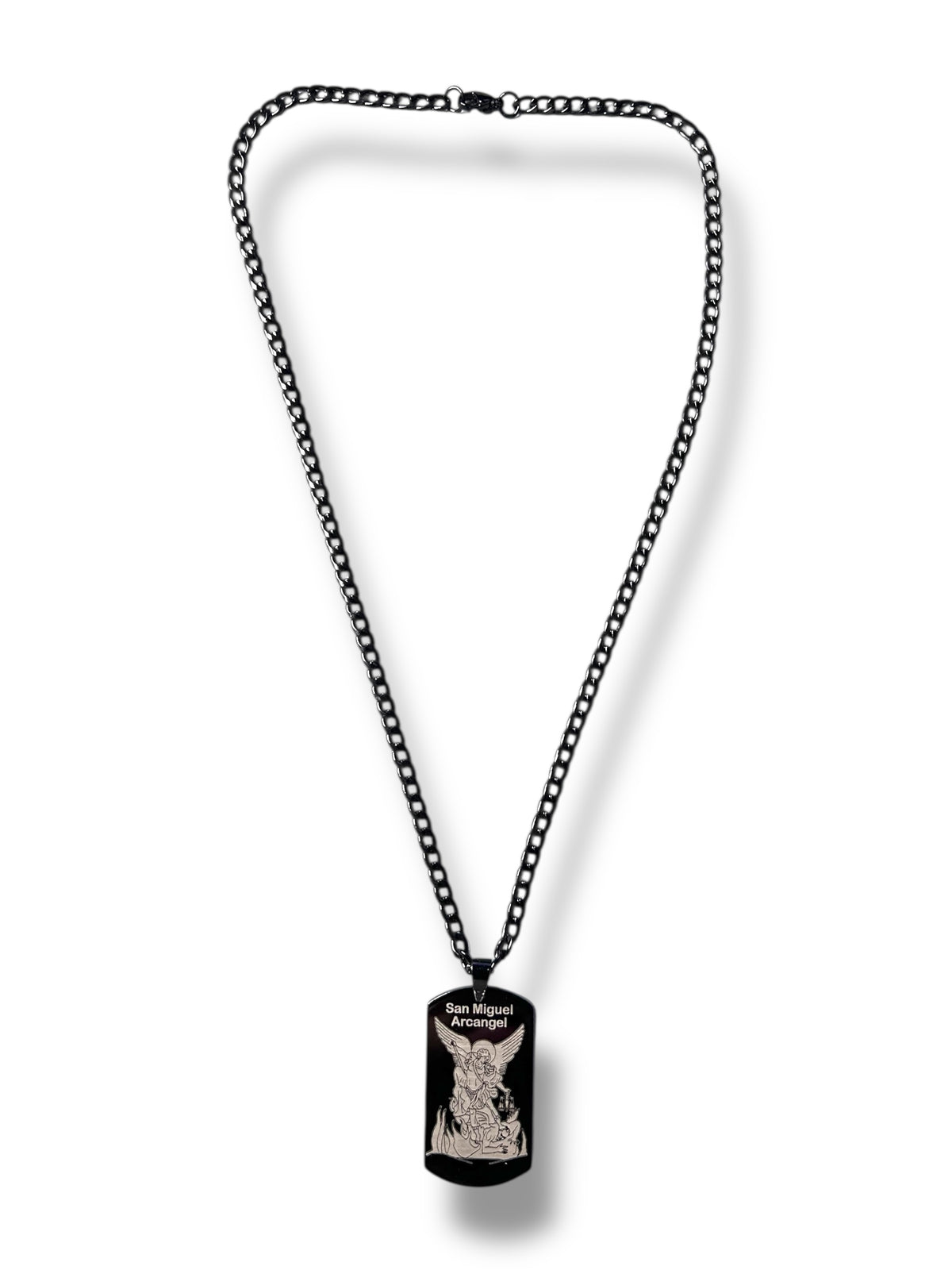 Saint Michael Black Metallic Necklace – Shield of Spiritual Strength