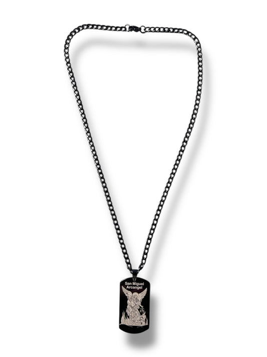 Saint Michael Black Metallic Necklace – Shield of Spiritual Strength