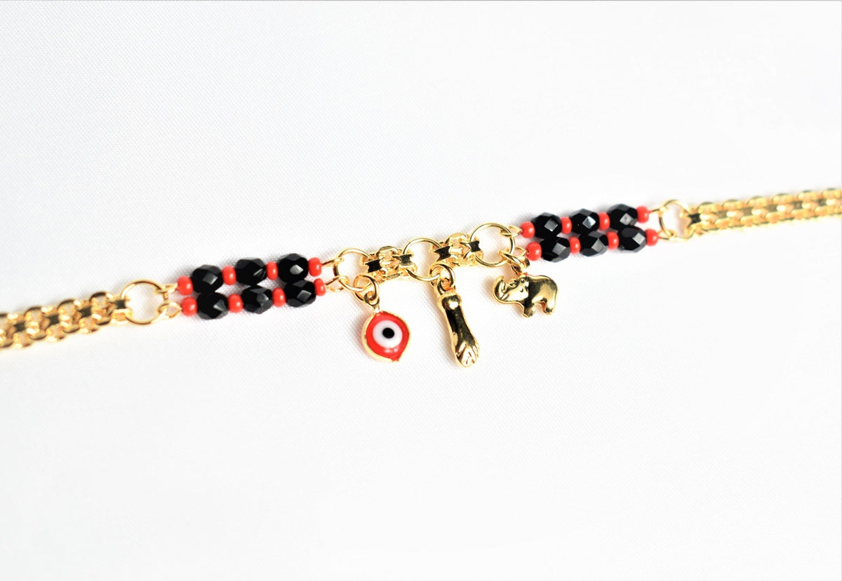 Evil Eye Elephant Azabache Gold Filled