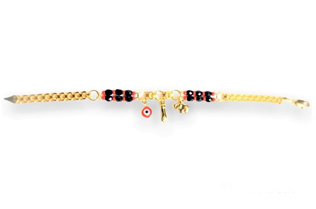 Evil Eye Elephant Azabache Gold Filled