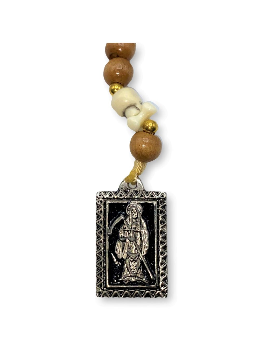 Wood Skull Santa Muerte